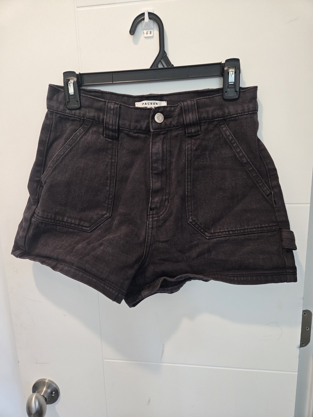 PacSun Dark Charcoal High-Rise Utility Jean Shorts